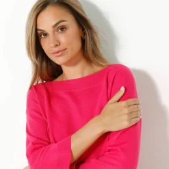 Pull col bateau manches 3/4, toucher doux