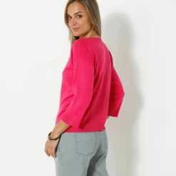 Pull col bateau manches 3/4, toucher doux