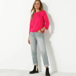 Pull col bateau manches 3/4, toucher doux