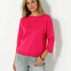 Pull col bateau manches 3/4, toucher doux