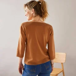 Pull col bateau manches 3/4, toucher doux