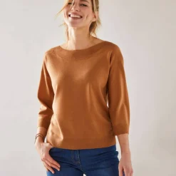 Pull col bateau manches 3/4, toucher doux