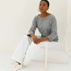 Pull col bateau manches 3/4, toucher doux