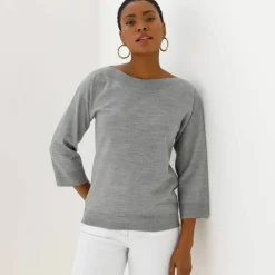 Pull col bateau manches 3/4, toucher doux