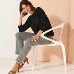 Pull col bateau manches 3/4, toucher doux