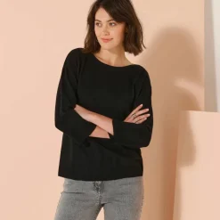 Pull col bateau manches 3/4, toucher doux