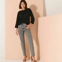 Pull col bateau manches 3/4, toucher doux