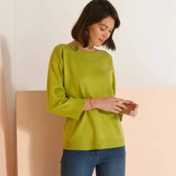 Pull col bateau manches 3/4, toucher doux