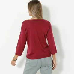 Pull col bateau manches 3/4, toucher doux