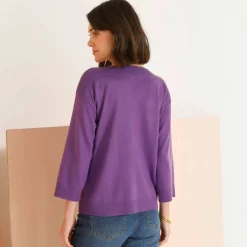 Pull col bateau manches 3/4, toucher doux