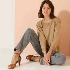 Pull col bateau manches 3/4, toucher doux