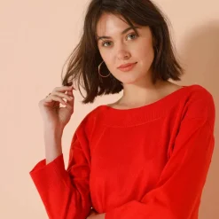 Pull col bateau manches 3/4, toucher doux