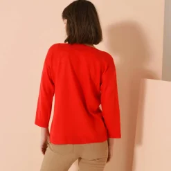 Pull col bateau manches 3/4, toucher doux