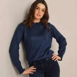 Pull col montant, finition frisotti