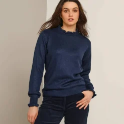 Pull col montant, finition frisotti