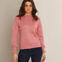 Pull col montant, finition frisotti