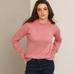 Pull col montant, finition frisotti