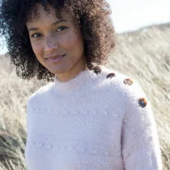 Pull col montant, maille poilue fantaisie