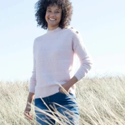 Pull col montant, maille poilue fantaisie
