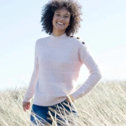 Pull col montant, maille poilue fantaisie