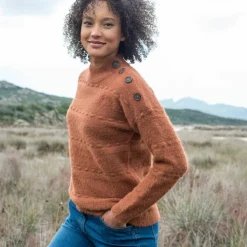 Pull col montant, maille poilue fantaisie