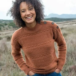 Pull col montant, maille poilue fantaisie