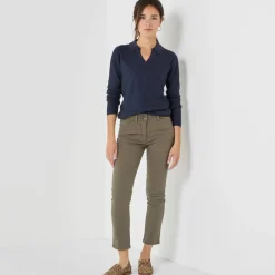 Pull col polo, maille côtelée