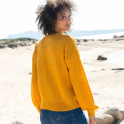 Pull col rond finitions écailles