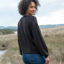 Pull col rond finitions écailles