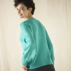 Pull col rond maille ajourée, toucher doux