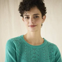 Pull col rond maille ajourée, toucher doux