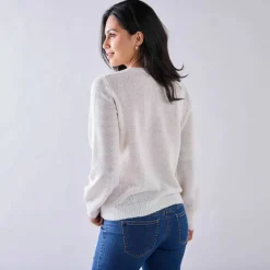 Pull col rond maille ajourée, toucher doux