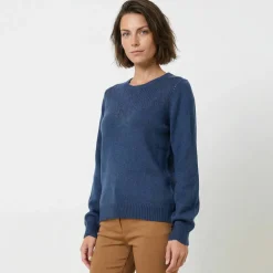Pull col rond maille ajourée, toucher doux