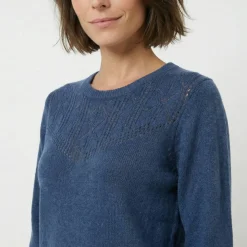 Pull col rond maille ajourée, toucher doux