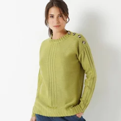 Pull col rond maille fantaisie