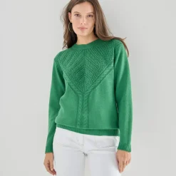 Pull col rond, maille fantaisie