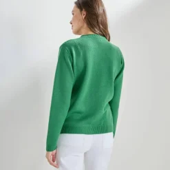 Pull col rond, maille fantaisie