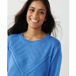Pull col rond, maille fantaisie