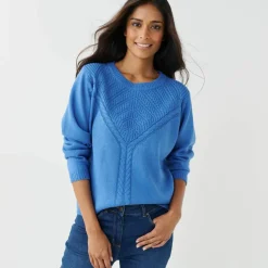 Pull col rond, maille fantaisie
