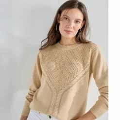 Pull col rond, maille fantaisie