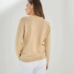 Pull col rond, maille fantaisie