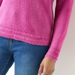 Pull col rond, maille fantaisie toucher doux