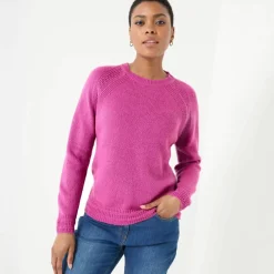 Pull col rond, maille fantaisie toucher doux