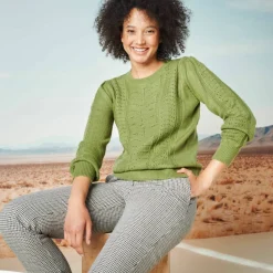 Pull col rond, maille fantaisie toucher doux