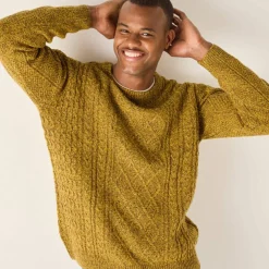 Pull col rond maille irlandaise