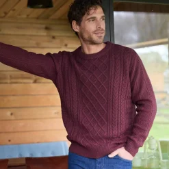 Pull col rond maille irlandaise