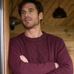 Pull col rond maille irlandaise