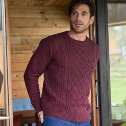 Pull col rond maille irlandaise