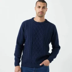 Pull col rond maille irlandaise