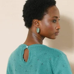 Pull col rond, maille pointelle toucher doux